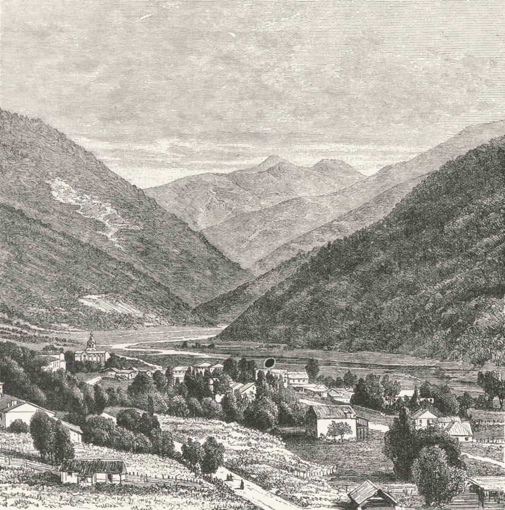GEORGIA. Passanaur, Tblisi-Vladikavkaz route c1885 old antique print picture