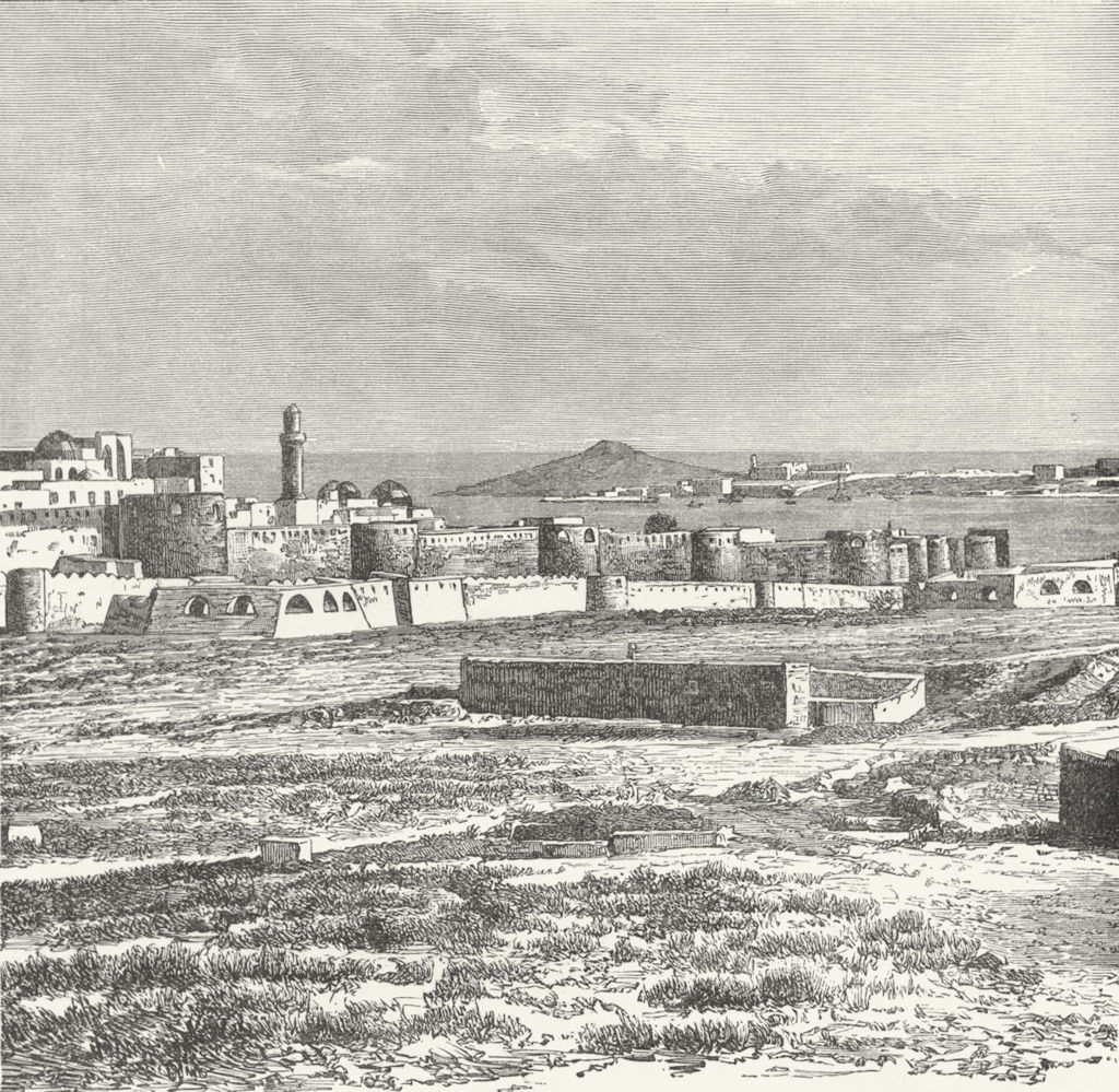 AZERBAIJAN. Baku & Cape Bail-Burni c1885 old antique vintage print picture