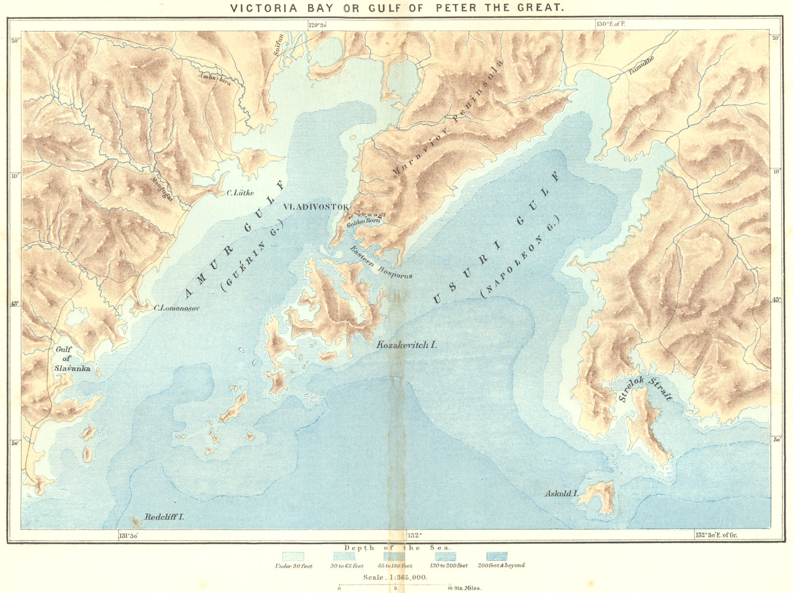 VLADIVOSTOK. Victoria Bay Gulf of Peter great c1885 old antique map plan chart