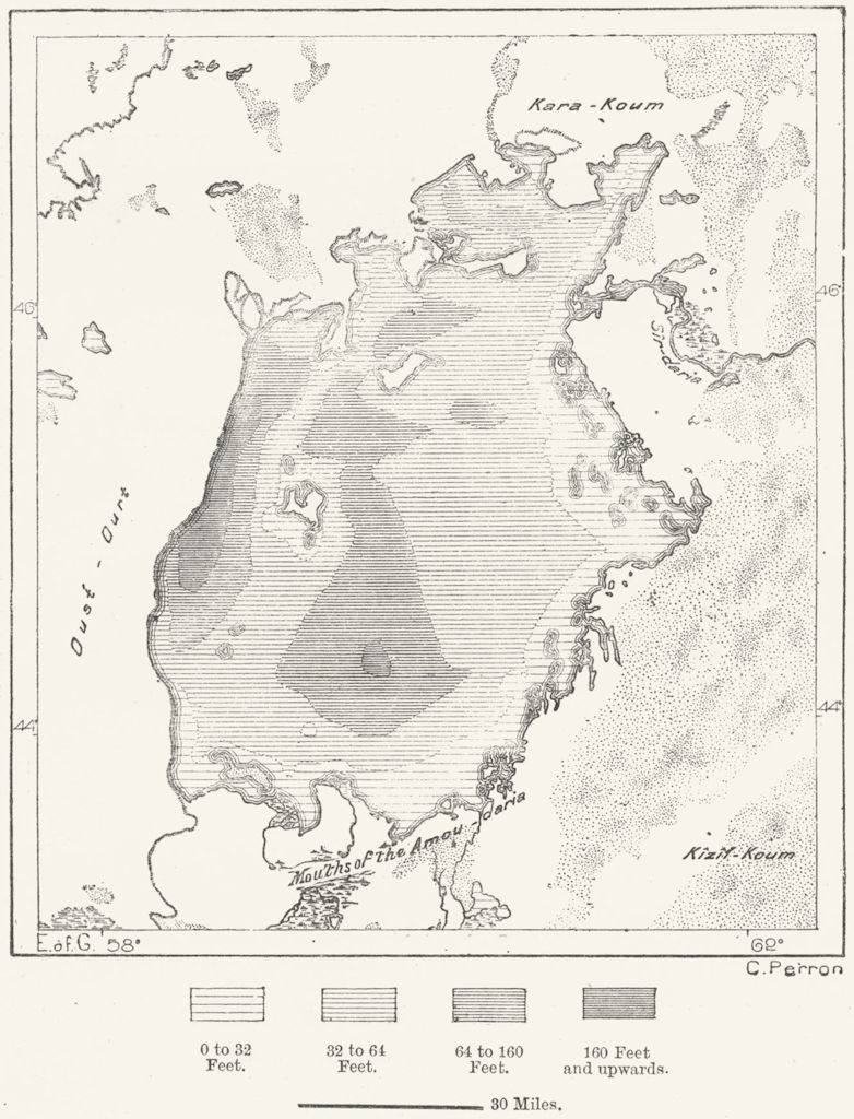 CENTRAL ASIA. Aral Sea, sketch map c1885 old antique vintage plan chart