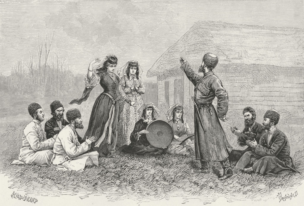 GEORGIA. Imerian types & costumes-Dancers c1885 old antique print picture
