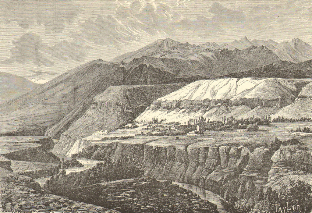 UZBEKISTAN. Varzaminor. Upper Zaravshan Valley c1885 old antique print picture