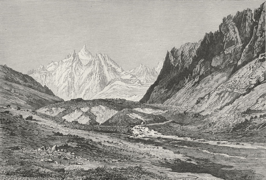GEORGIA. Schurovsky Glacier c1885 old antique vintage print picture