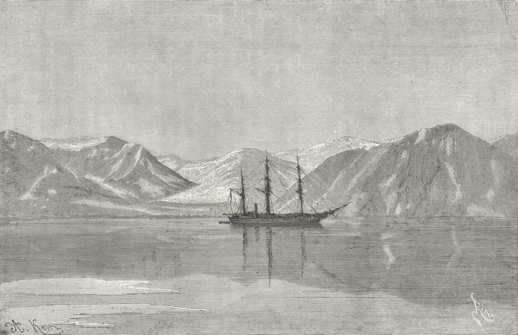 RUSSIA. Konyam Bay. Vega at Anchor c1885 old antique vintage print picture