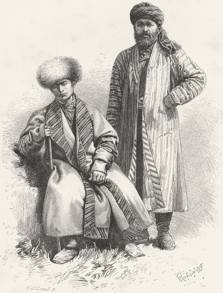 UZBEKISTAN. Tajiks of Bukhara c1885 old antique vintage print picture