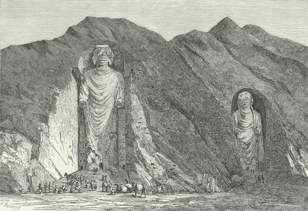 AFGHANISTAN. Colossal Idols, Upper' Bamian Valley c1885 old antique print