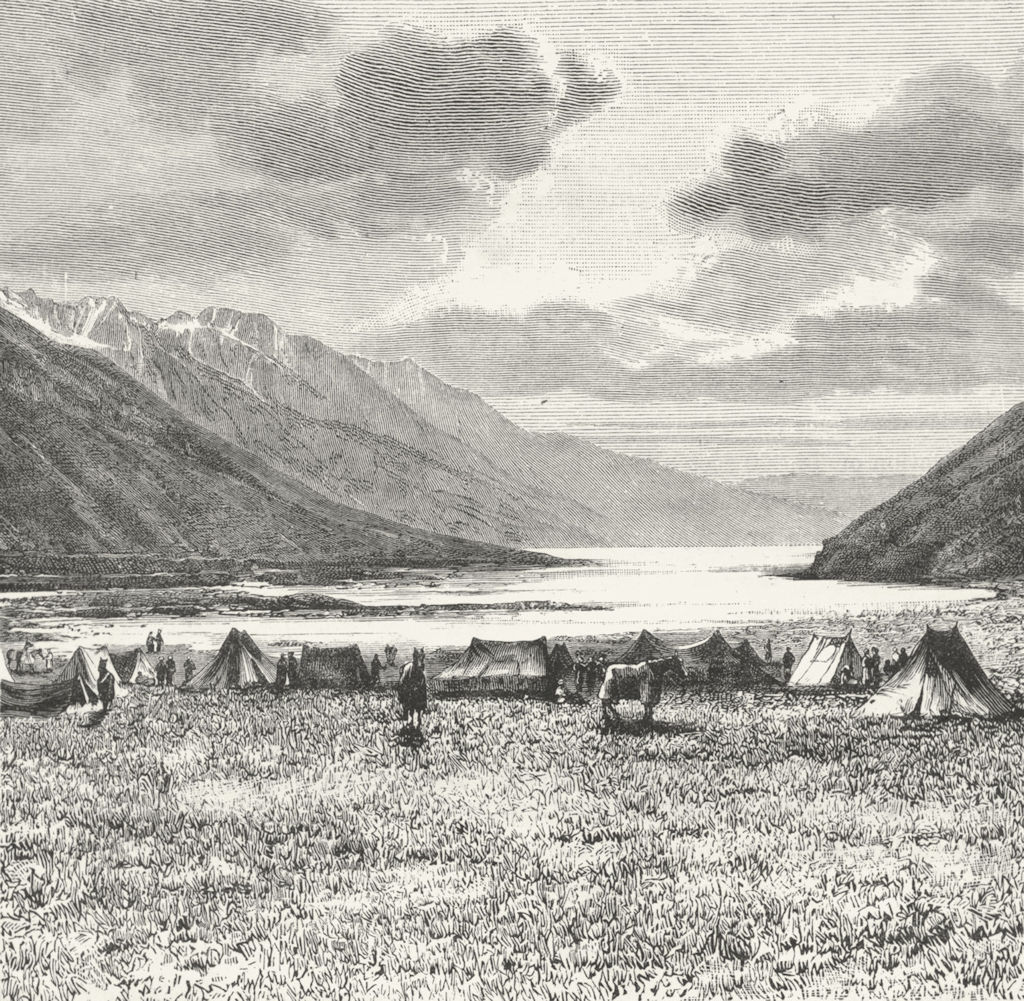 CHINA. Lake Pang-Kong. English Expedition 1871 c1885 old antique print picture