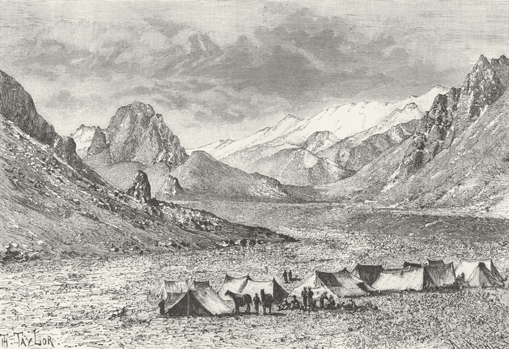 INDIA. Upper Karakash Valley. Karakax. Jammu & Kashmir c1885 old antique print