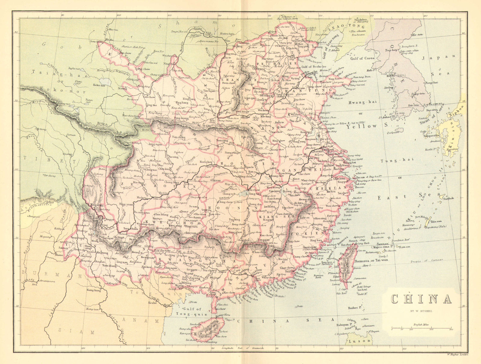 CHINA. China c1885 old antique vintage map plan chart