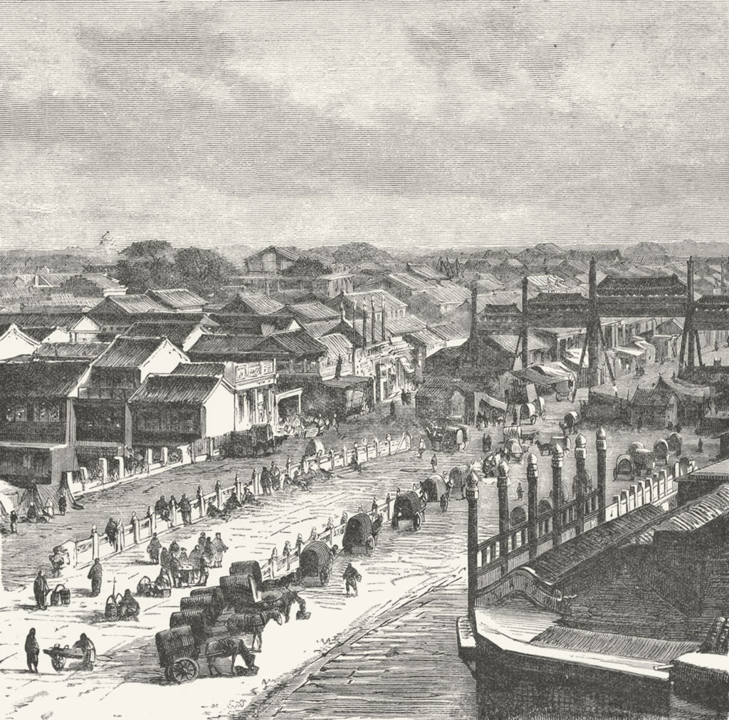 CHINA. High Street, Beijing c1885 old antique vintage print picture