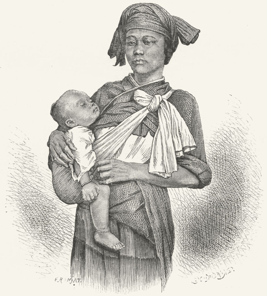 Associate Product CHINA. Pepo-Hoan Woman & Child c1885 old antique vintage print picture
