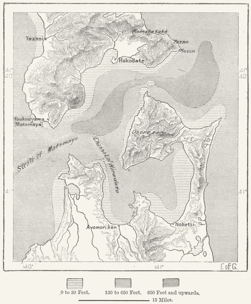 JAPAN. Tsugar Strait, Yeso Hondo, sketch map c1885 old antique plan chart