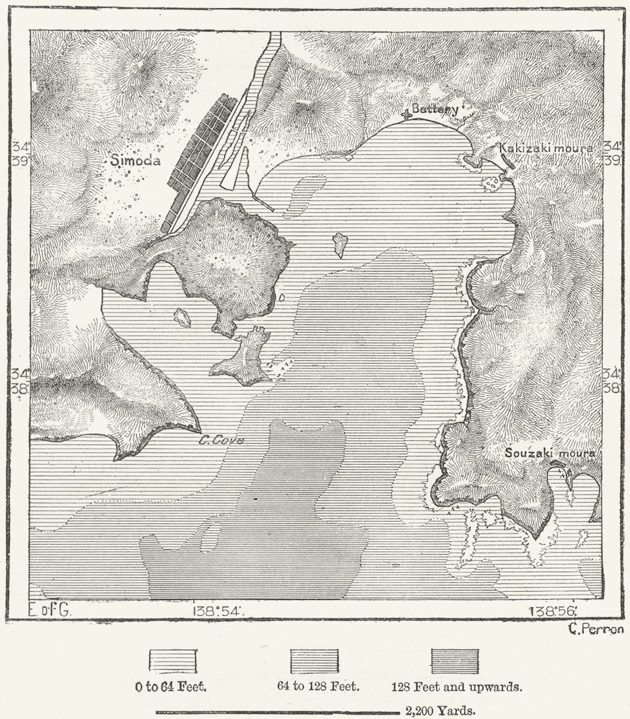 JAPAN. Simoda Bay, sketch map c1885 old antique vintage plan chart