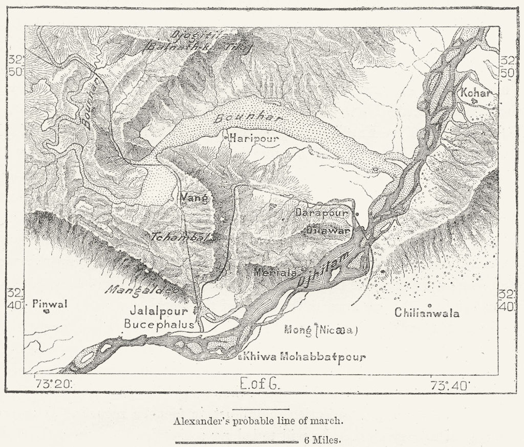 Associate Product PAKISTAN. Spot Alexander crossed Jhelum, sketch map c1885 old antique