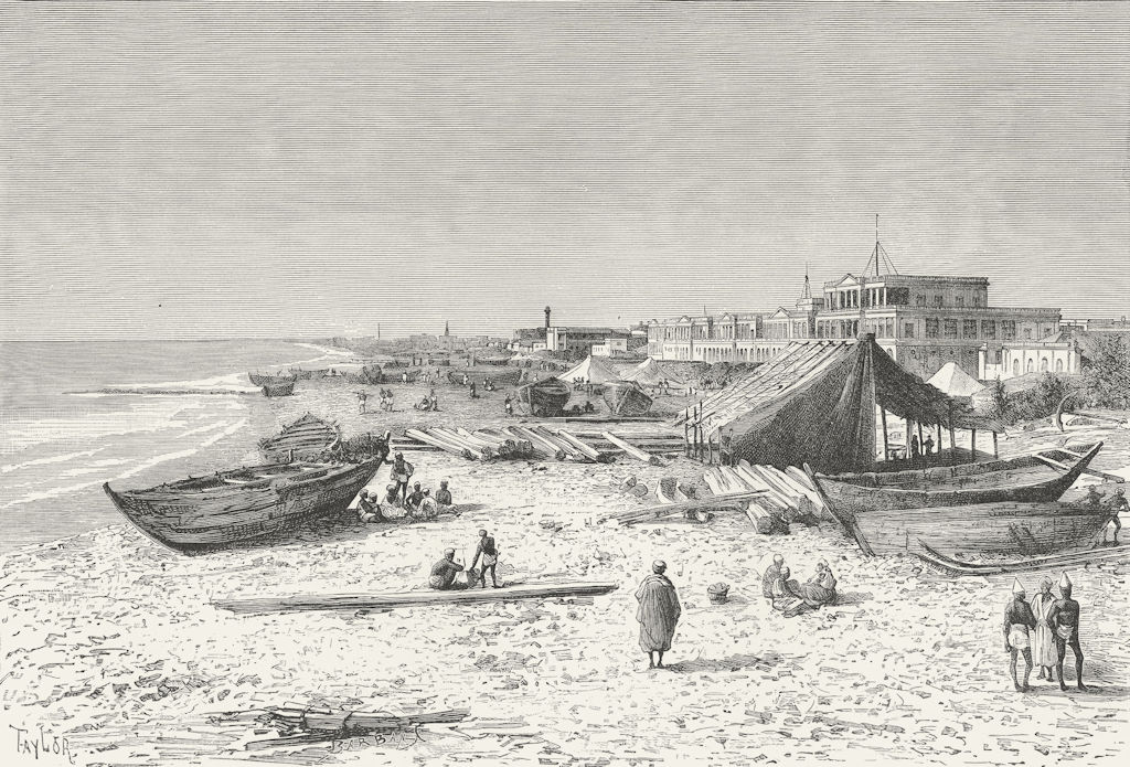 CHENNAI. Pier construction harbour c1885 old antique vintage print picture