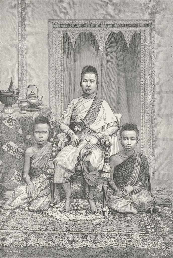 CAMBODIA. Cambodian Types-Queen Mother c1885 old antique vintage print picture
