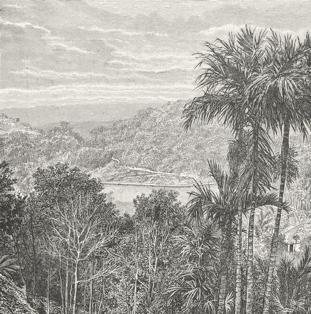 Associate Product SRI LANKA. Kandy-view opposite side of lake c1885 old antique print picture