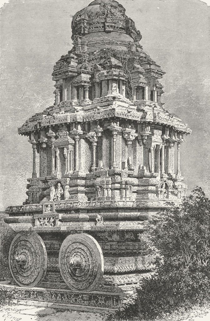 Associate Product HAMPI. Ruins Temple, Prototype of Jagganath Car c1885 old antique print