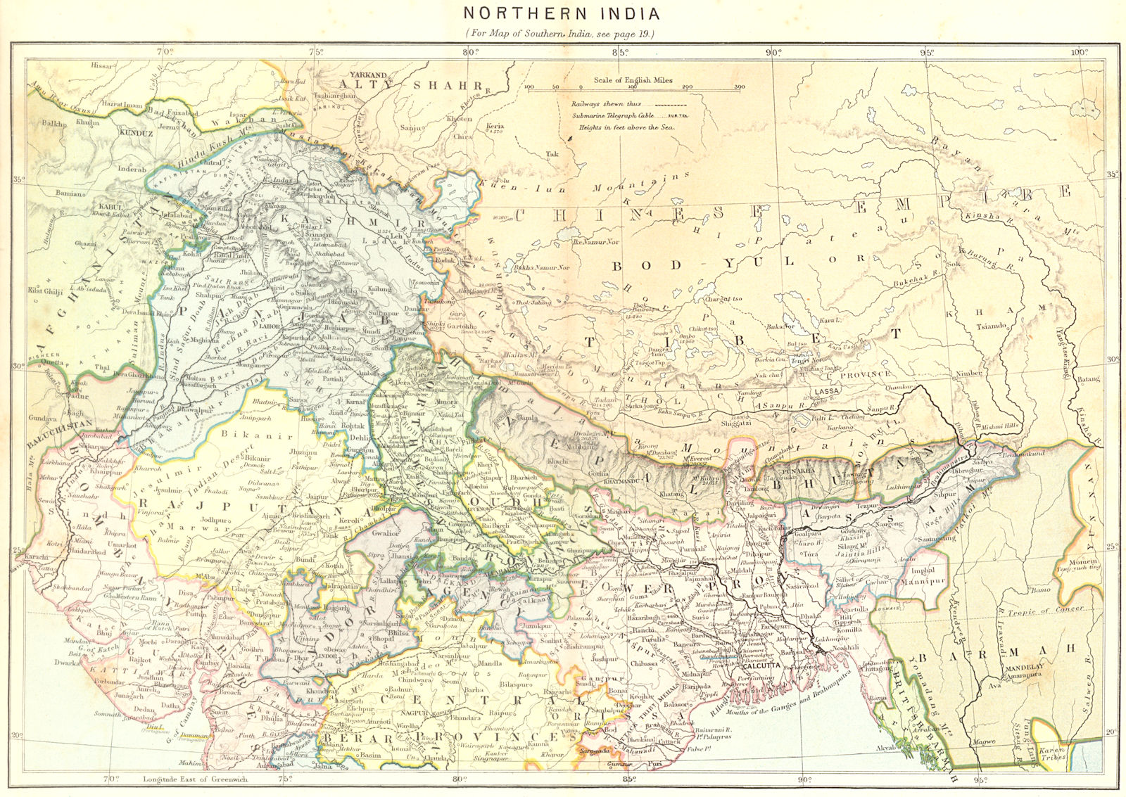 INDIA. North c1885 old antique vintage map plan chart