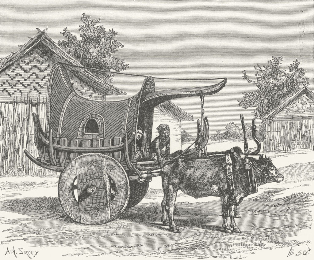 BURMA. Burmese wagon c1885 old antique vintage print picture
