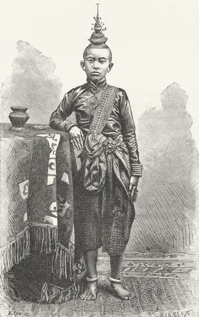 Associate Product CAMBODIA. Cambodian DRESS-Eldest son Narodom c1885 old antique print picture