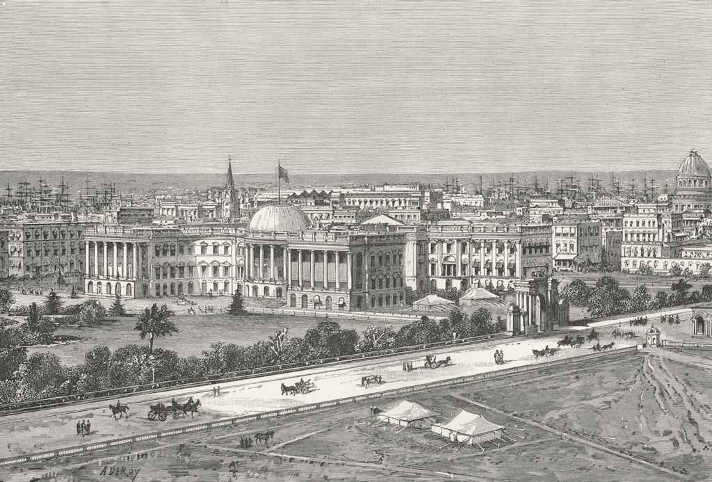 INDIA. Kolkata-view Esplanade c1885 old antique vintage print picture