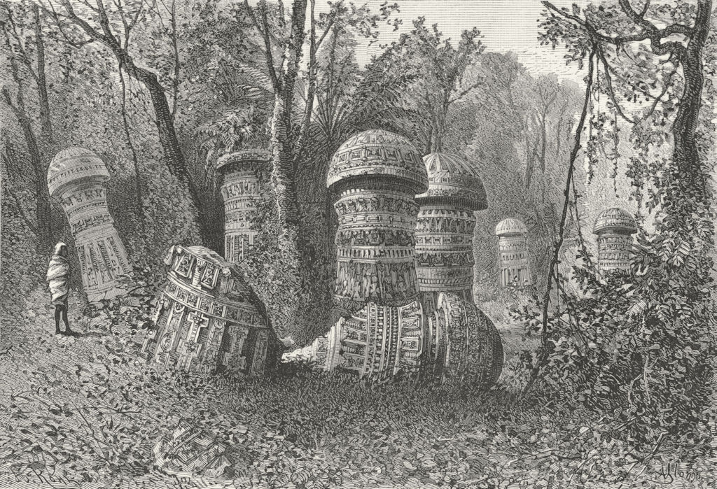 ASSAM. Ruins, an Ahom temple at Dinajpur, Upper c1885 old antique print