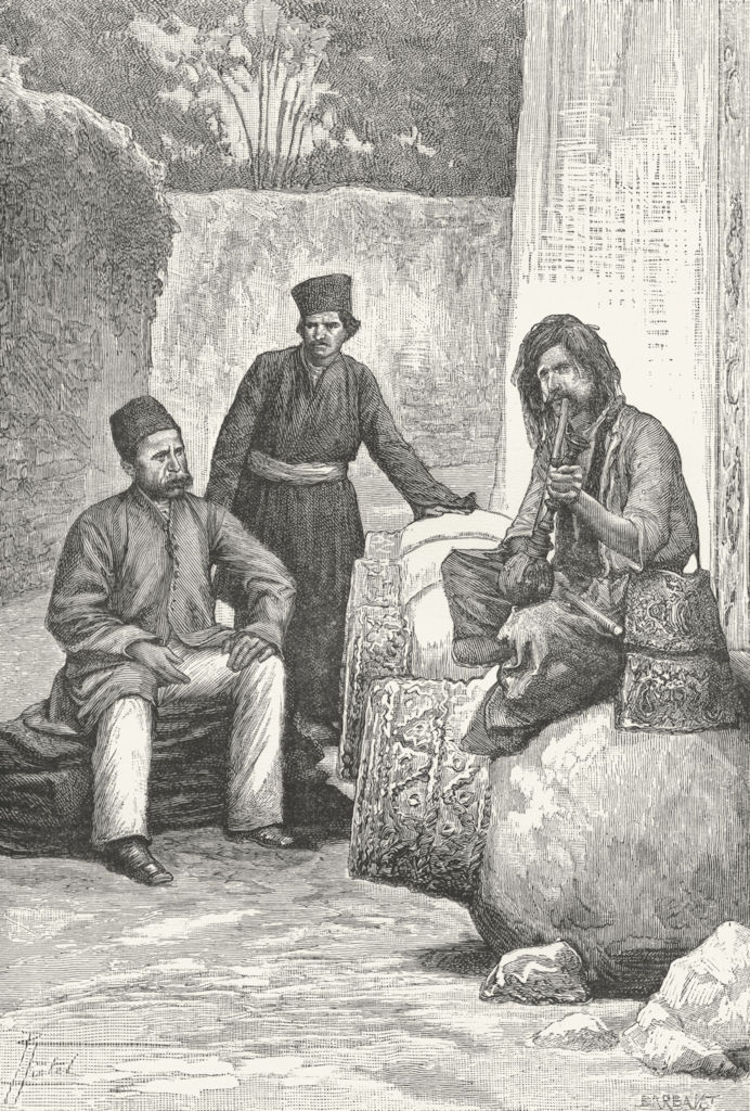 IRAN. Persian dress-Nobleman, Dervish Mendicant c1885 old antique print