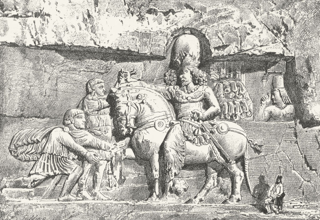 PERSEPOLIS. Valerian Sapor-Tombs Naksh-Rustem c1885 old antique print picture