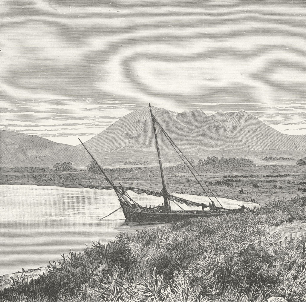 TURKEY. Lake Van Tadwan Bay & Mount Nemrut c1885 old antique print picture