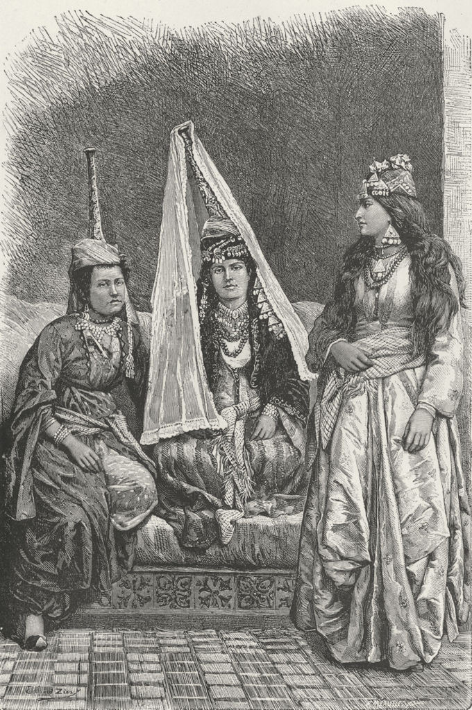 LEBANON. Druze Princess & Lady of c1885 old antique vintage print picture