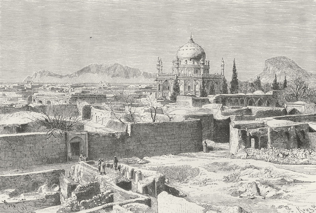 AFGHANISTAN. Kandahar c1885 old antique vintage print picture