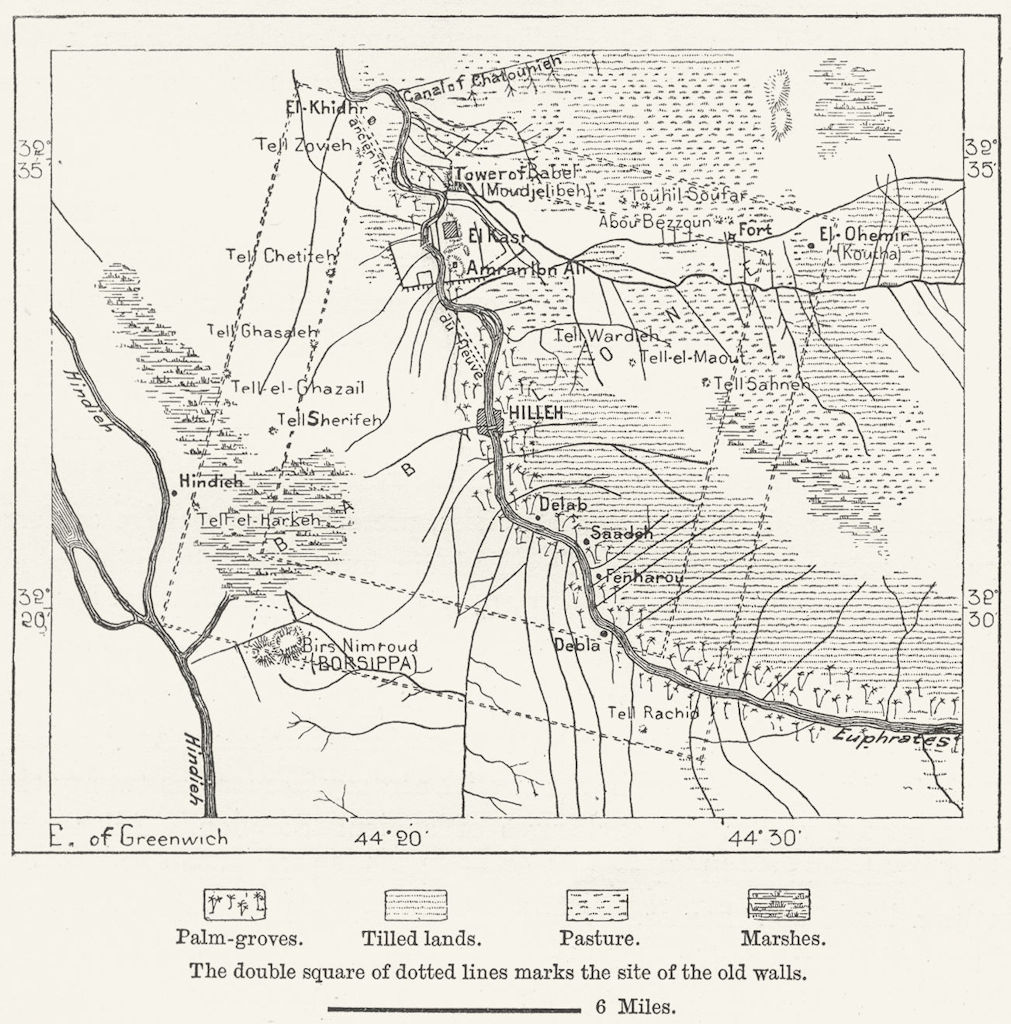IRAQ. Babylon, sketch map c1885 old antique vintage plan chart