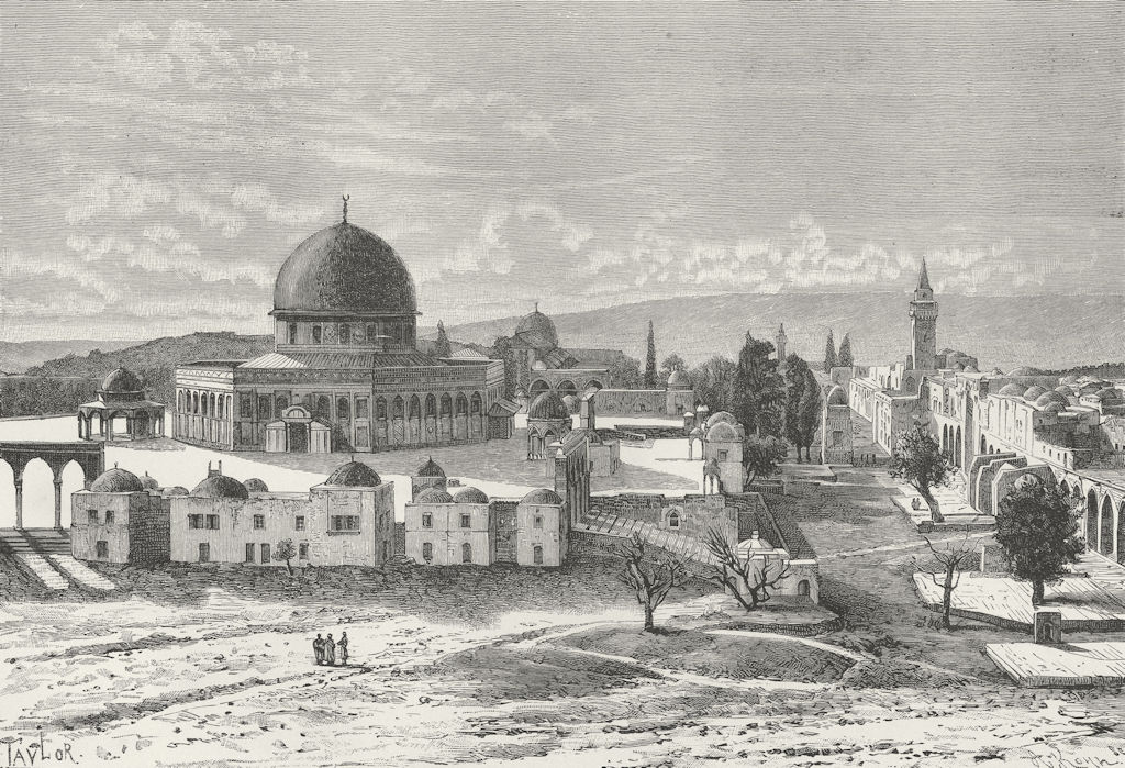 ISRAEL. Jerusalem-Omar's Mosque c1885 old antique vintage print picture