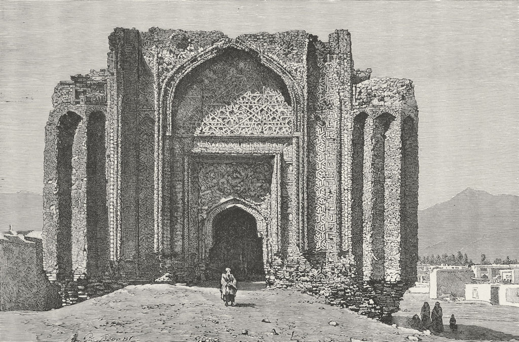 IRAN. Hamadan-Ruined mosque of 14th century c1885 old antique print picture