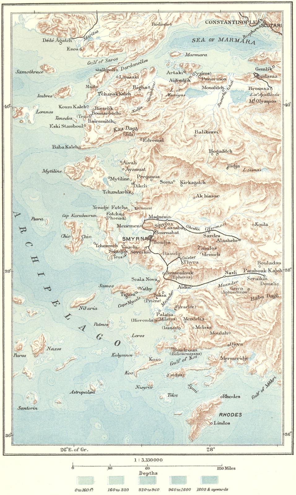 GREECE. Dodecanese Islands; Turkey c1885 old antique vintage map plan chart