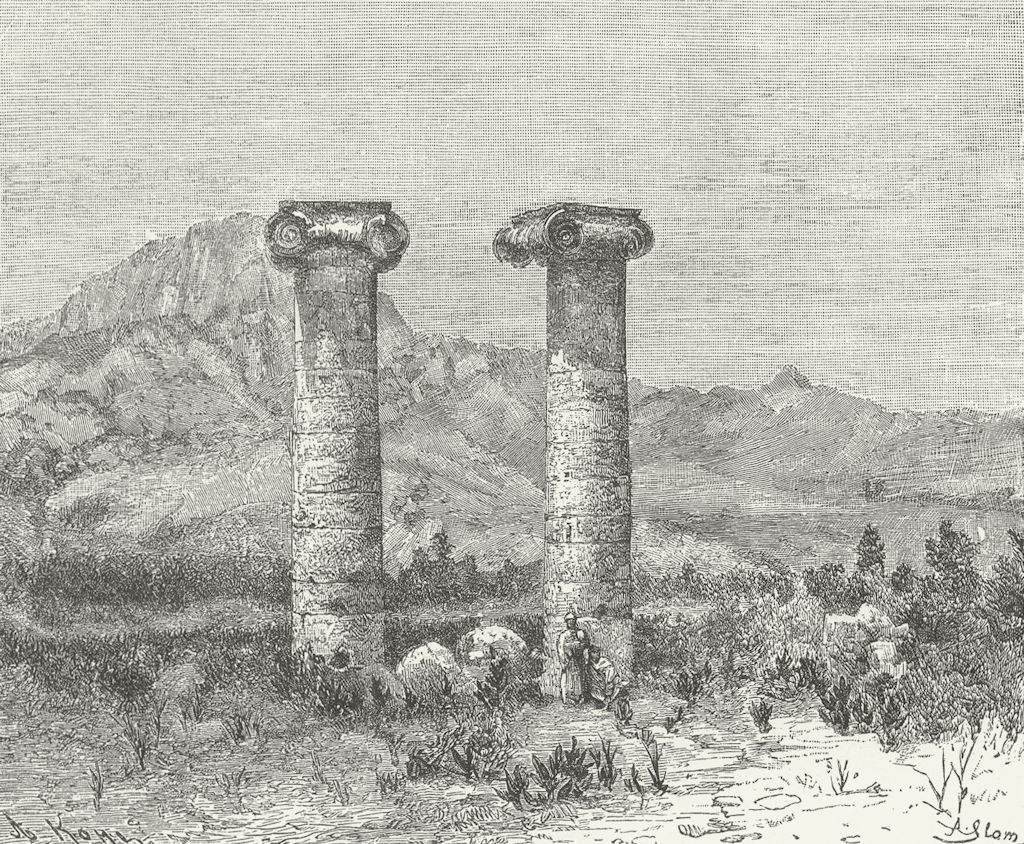 Associate Product TURKEY. Sardes-Columns of Temple Cybele c1885 old antique print picture