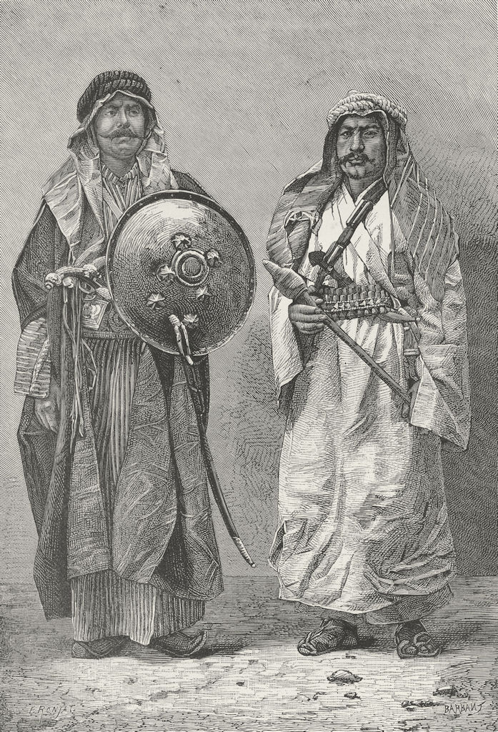 IRAQ. Types & costumes-Arabs of Baghdad c1885 old antique print picture