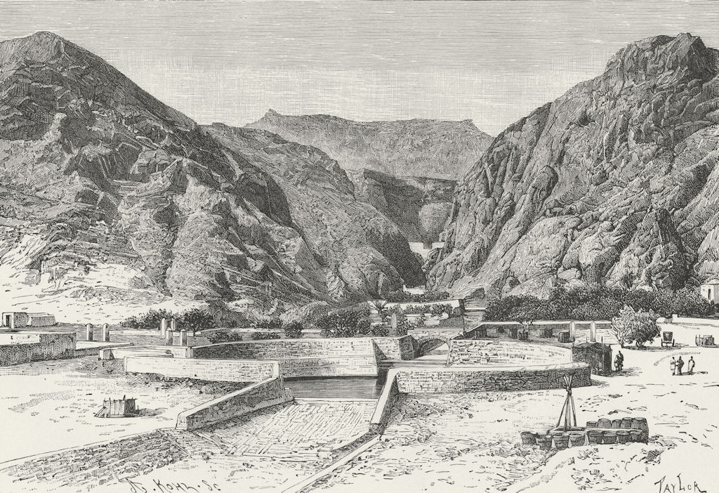 YEMEN. Cisterns of Aden c1885 old antique vintage print picture