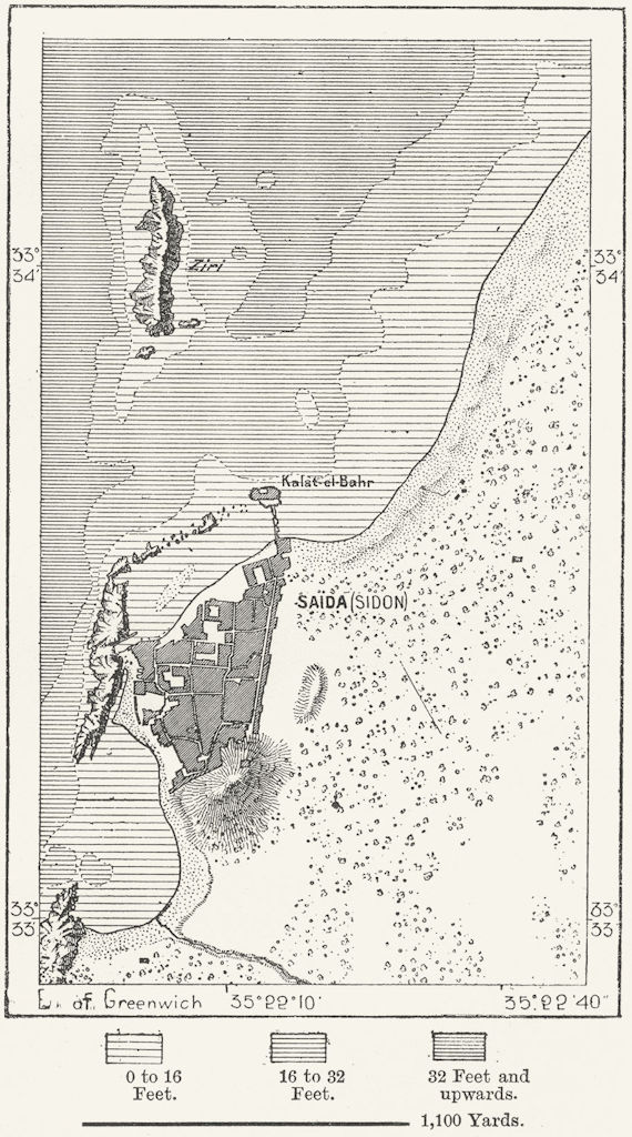 LEBANON. Sidon, sketch map c1885 old antique vintage plan chart