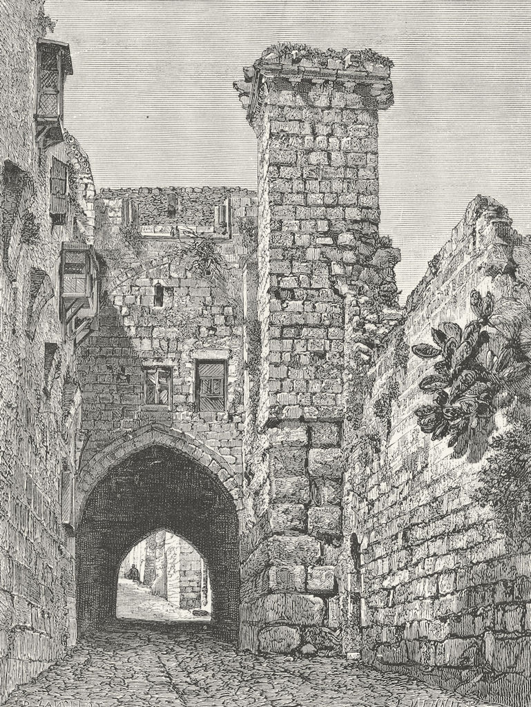 ISRAEL. Remains Antonia Fort, Jerusalem c1885 old antique print picture