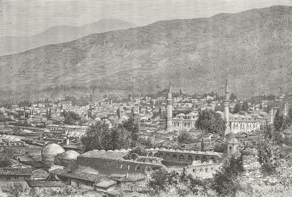 TURKEY. Brussa  c1885 old antique vintage print picture