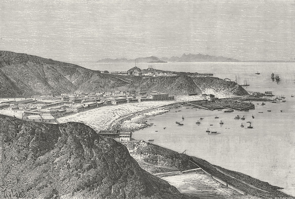 YEMEN. Aden-ship point c1885 old antique vintage print picture