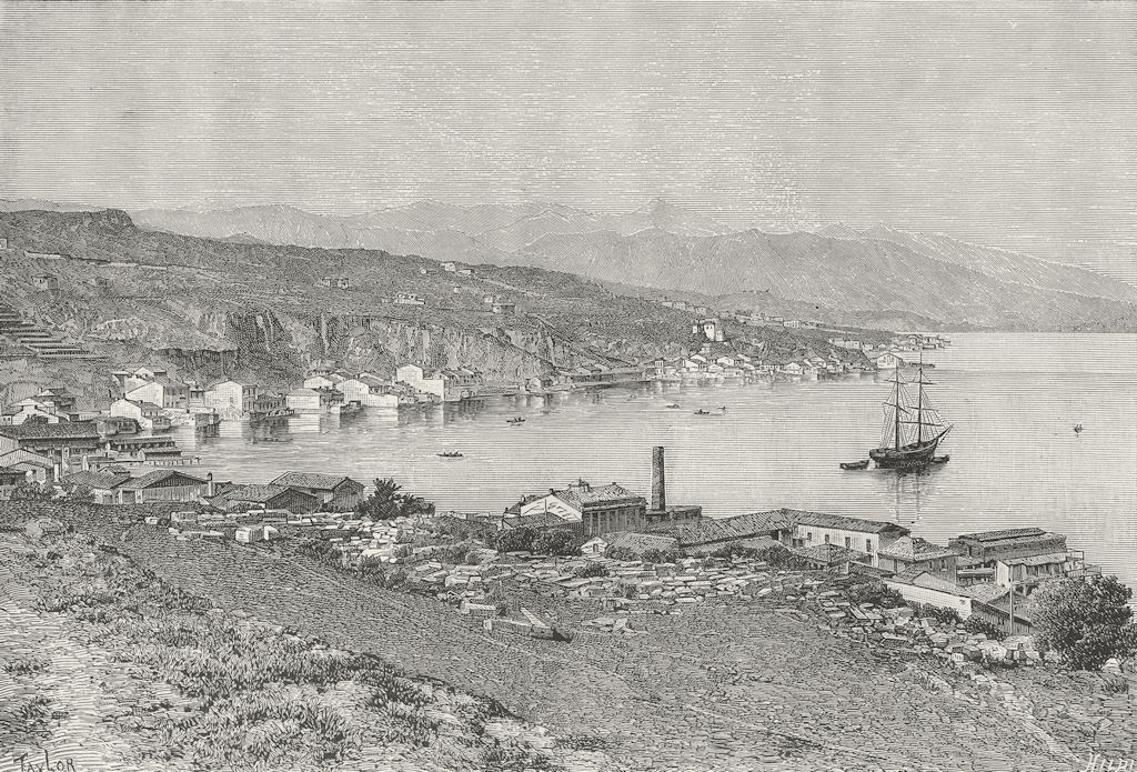 TURKEY. Gulf of Smyrna-Kara-Tash & Gioz-Tepe c1885 old antique print picture