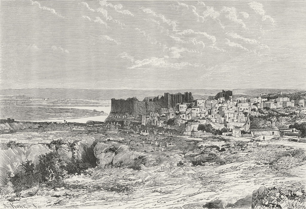 IRAQ. Euphrates at Birejik c1885 old antique vintage print picture