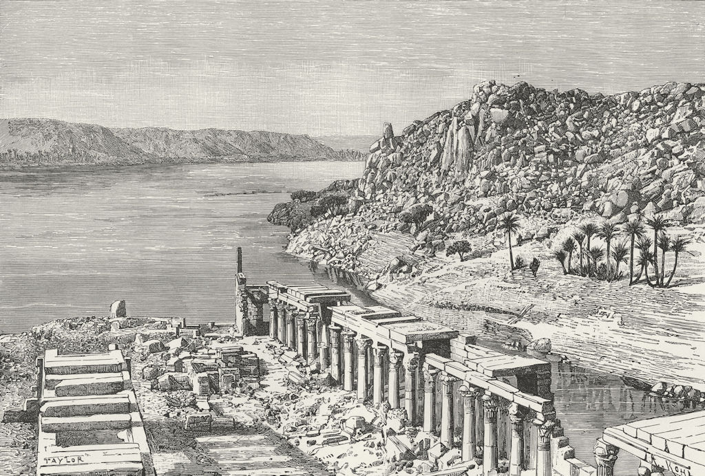 EGYPT. Nile-view Philae c1885 old antique vintage print picture