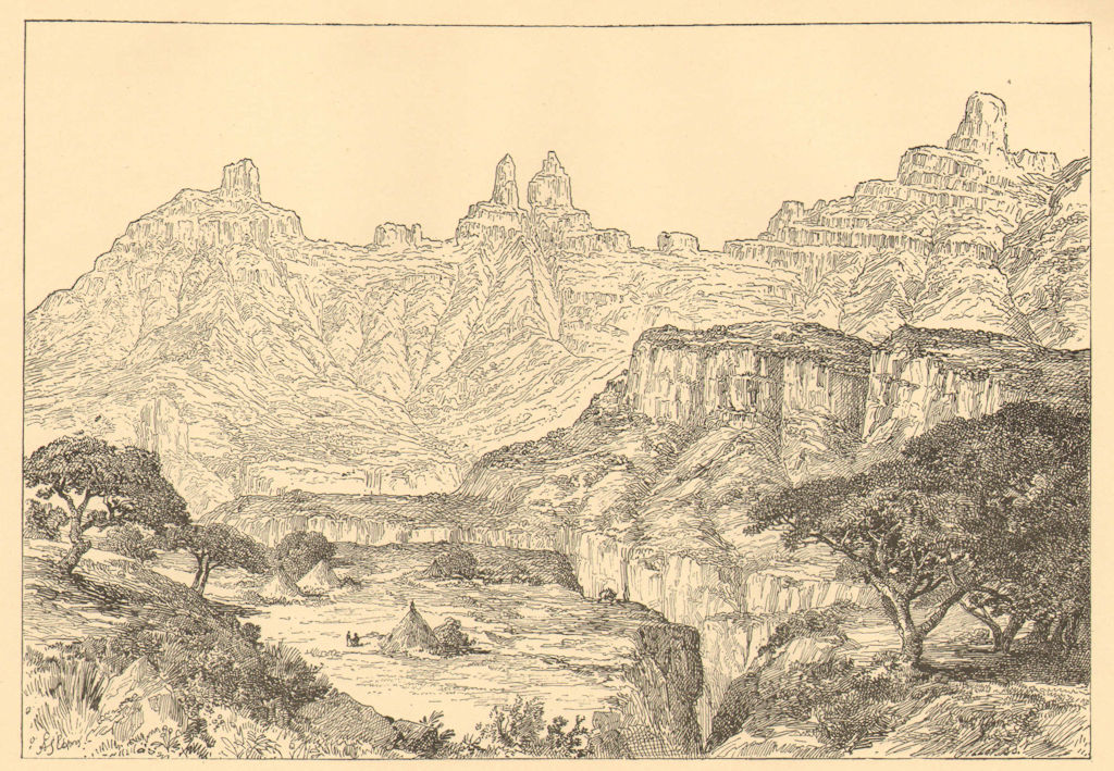 ETHIOPIA. Simien Highlands-view Lamalmon pass c1885 old antique print picture