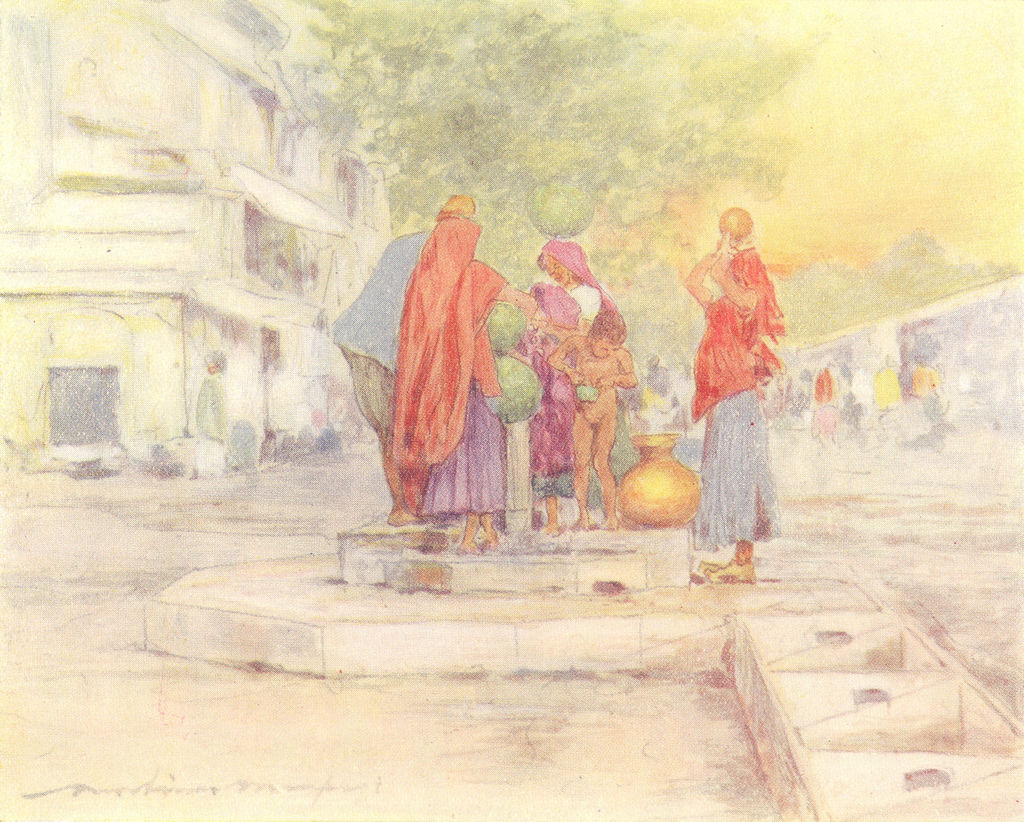 INDIA. Fountain, Jaipur 1905 old antique vintage print picture