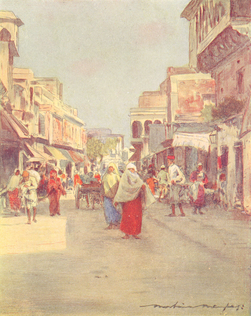 INDIA. A side street in Agra 1905 old antique vintage print picture