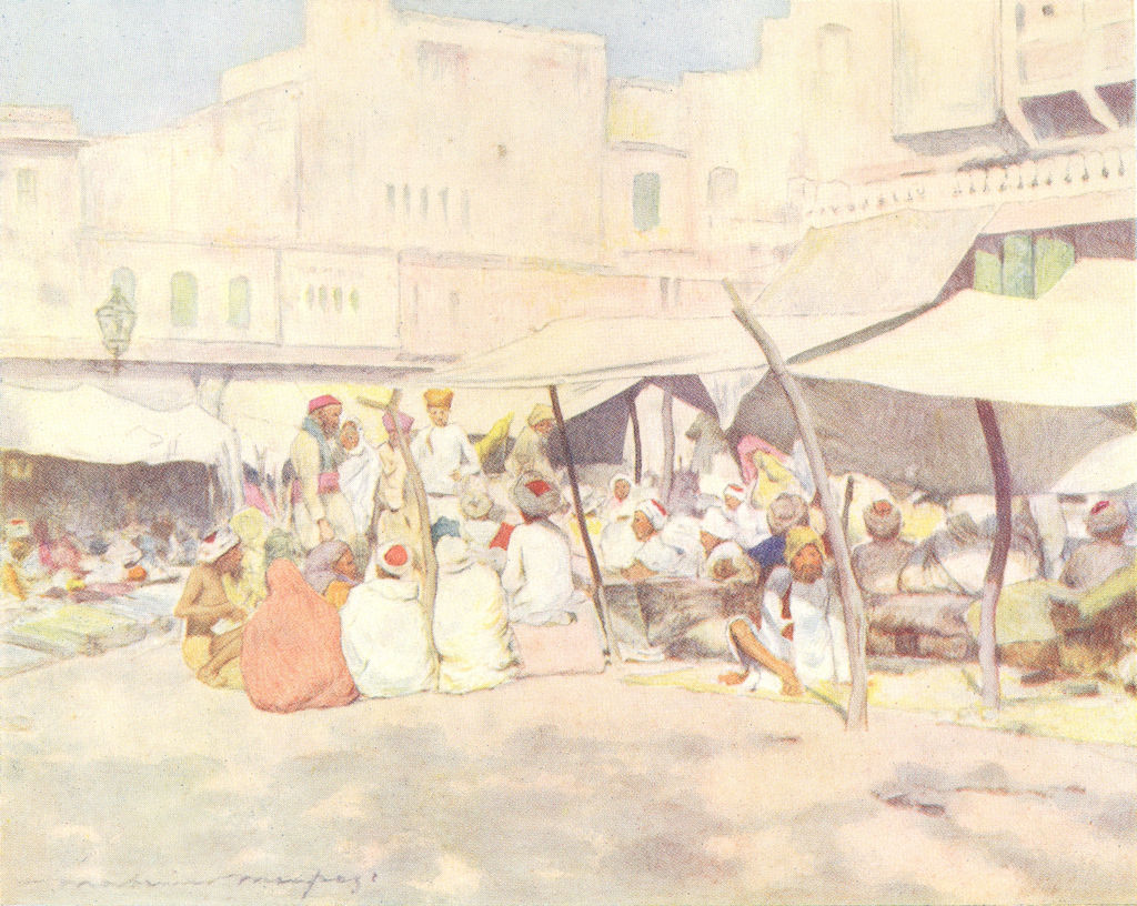 INDIA. In the market-place, Jaipur 1905 old antique vintage print picture